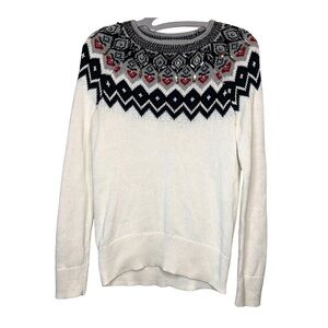 Ann Taylor Factory Cream Fair Isle Sweater
